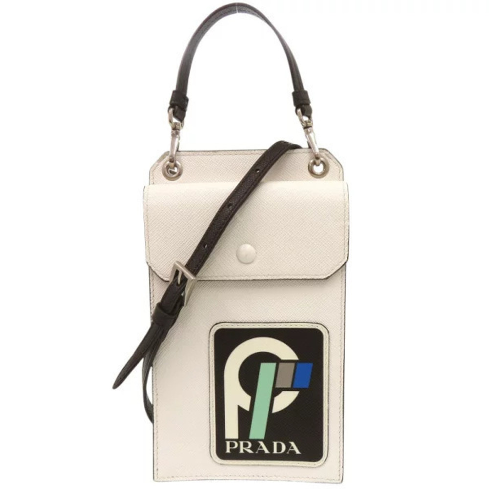 Prada Smartphone Shoulder Bag Case Saffiano Patch Black